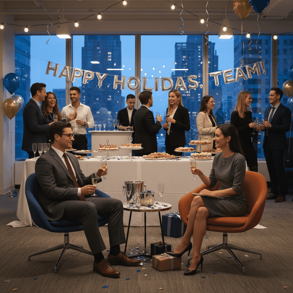 Final composed holiday party scene